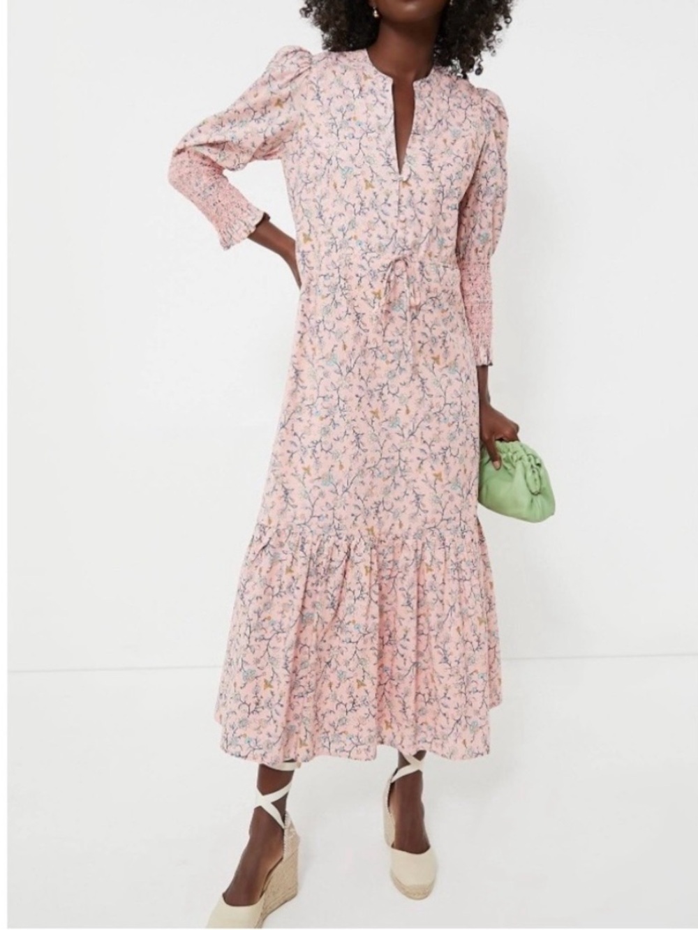 NWT Hyacinth House Tuckernuck Lucille Floral Pink Drawstring Maxi Dress XXL